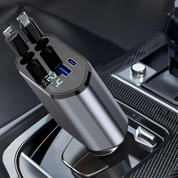 🎁 Flash Sale – Save 65% Today | 45W 4-in-1 Retractable Fast Car Charger for iPhone &amp; Android 📱🚗